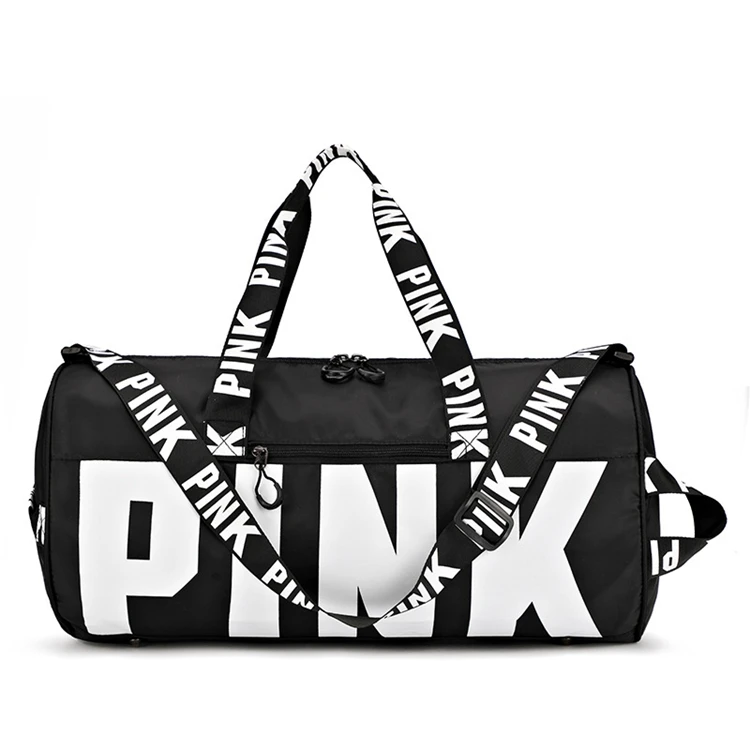 

2021 Custom Logo Large Capacity Waterproof woman Girls Pink Duffel Bag Sports Gym Pink black duffle Bag, Customized color