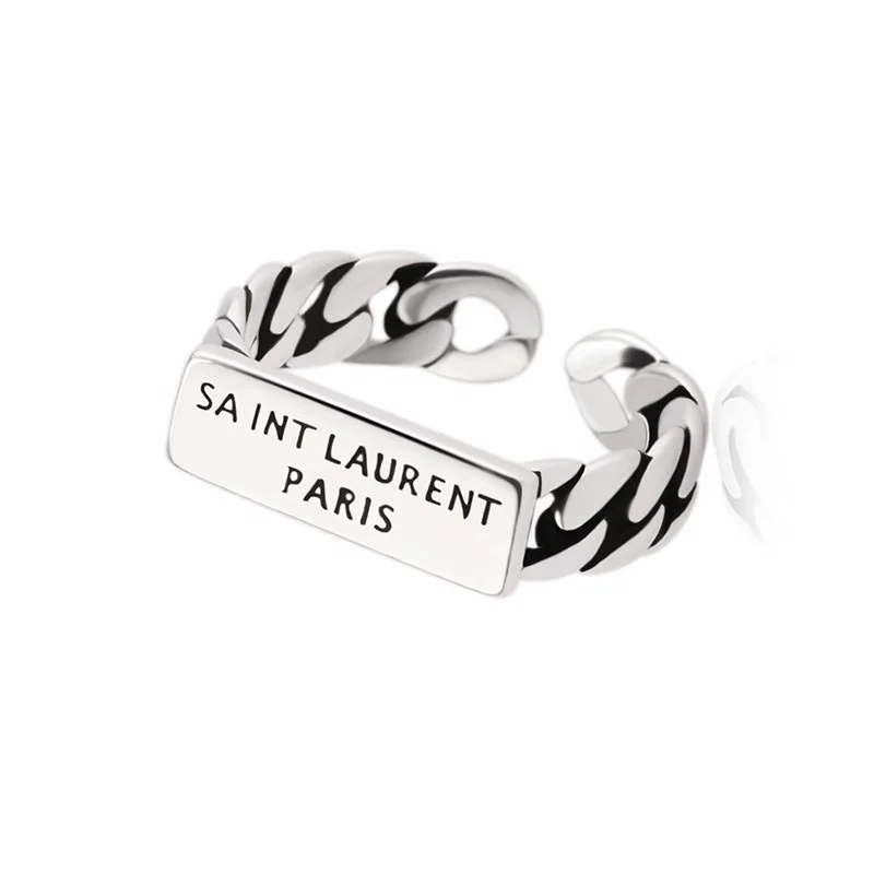 

Vintage Silver Color Metal Punk Letter Open Rings Design Finger Rings for Women men Party