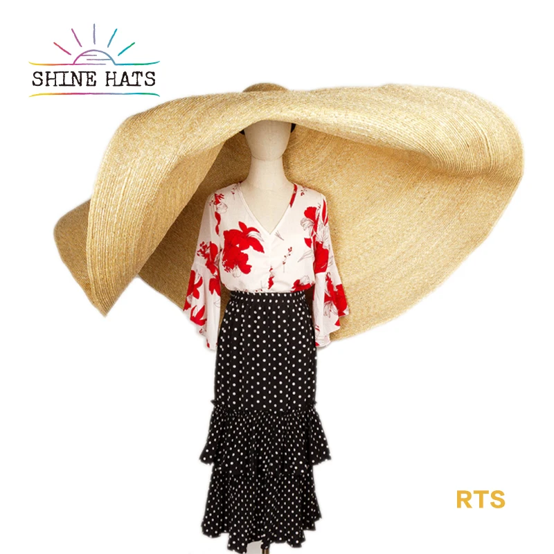 

2021Luxury Extra Wide Fashion Ladies Sun Floppy Wide Brim Raffia Oversize 100% Wheat Strip Straw hat custom for women ladies