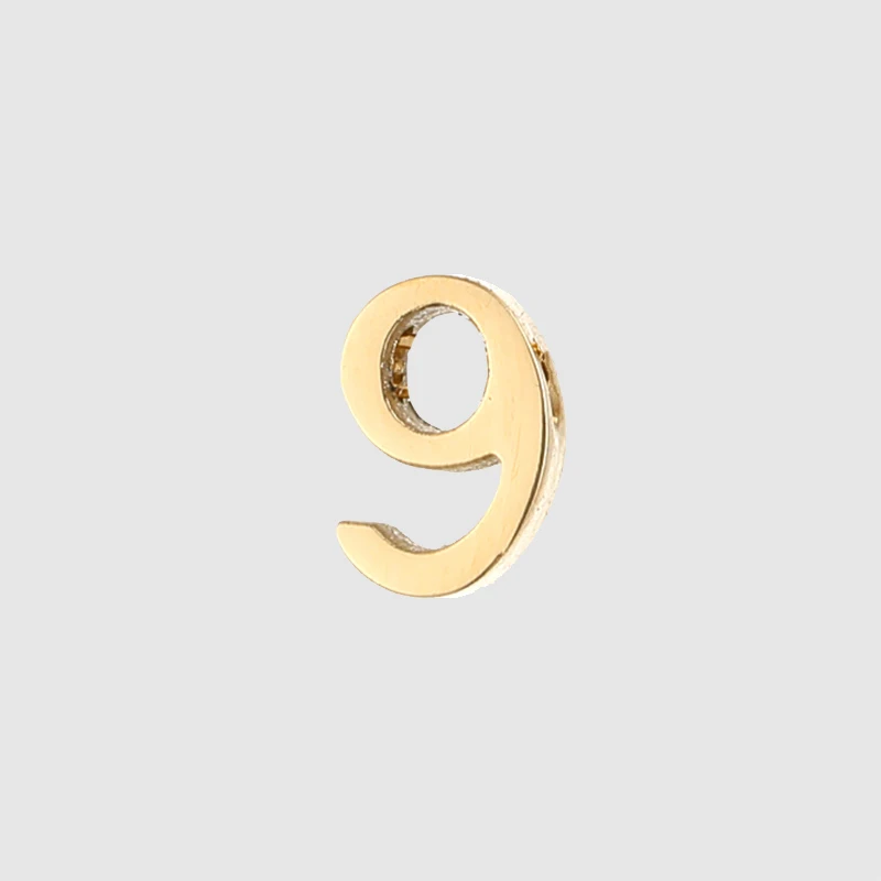 

New Design Custom 14k Gold Plated DIY Number Slide Charm Stainless steel Single Arabic Number Charms for Jewelry Making, Silver/gold/rose gold