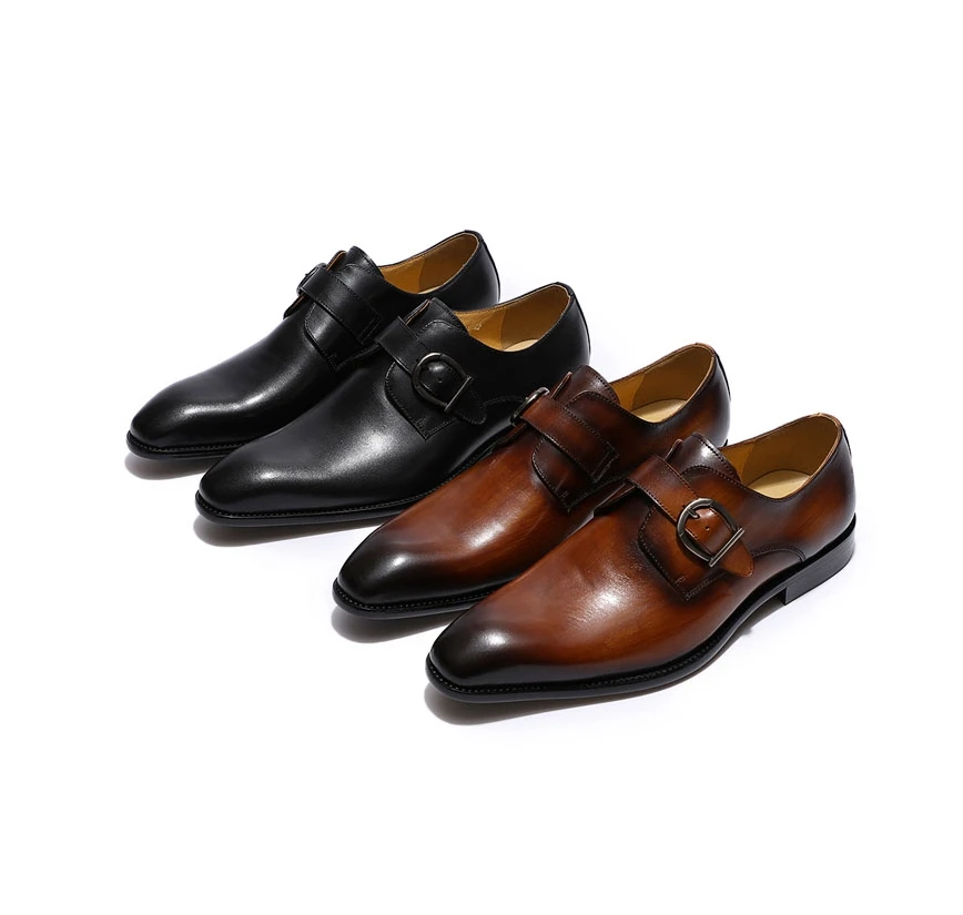 

trendy dress shoes monk strap black desinger leather shoes for men, Black,brown, white and customize