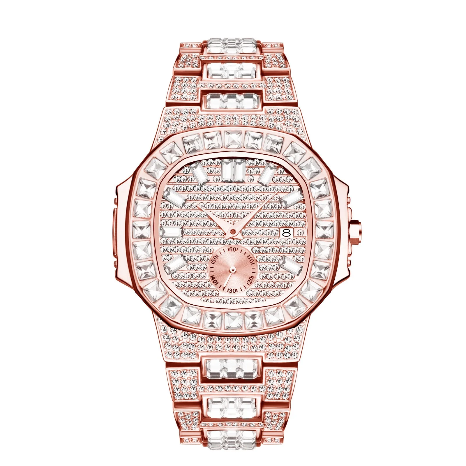 

Amazon High Quality Fashion Gold Plated Wrist Luxury Mens Diamond Iced Out Custom Logo Quartz Digital Watch For Men