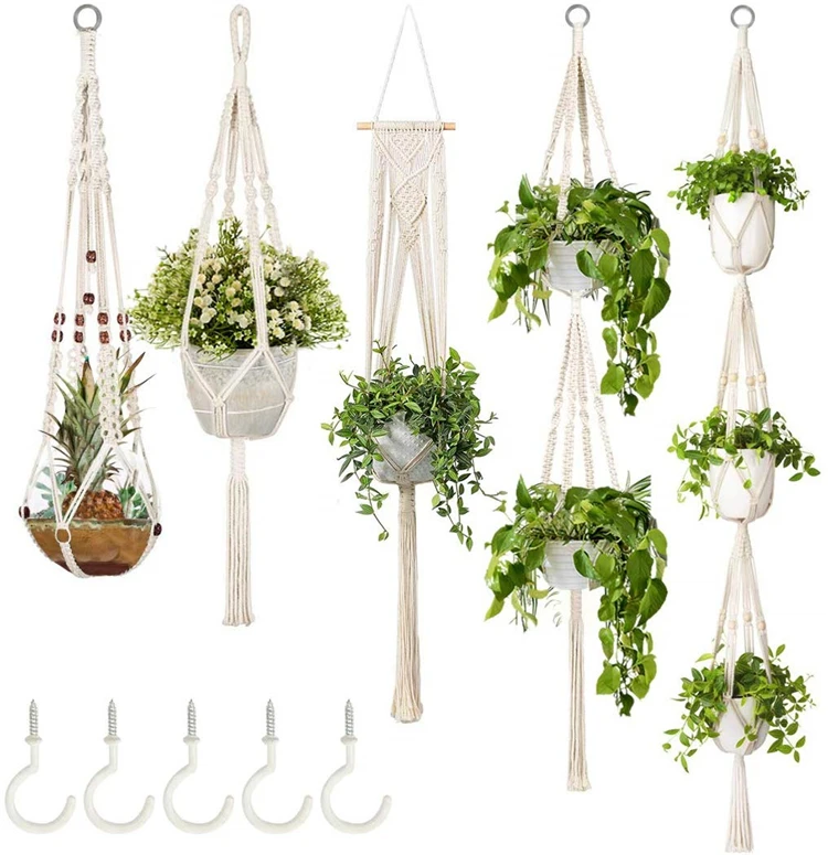 

Amazon Hot Sale Macrame Plant Hangers Set Indoor Wall Hanging Planter Basket Flower Pot Holder,TOYS0194, As picture show