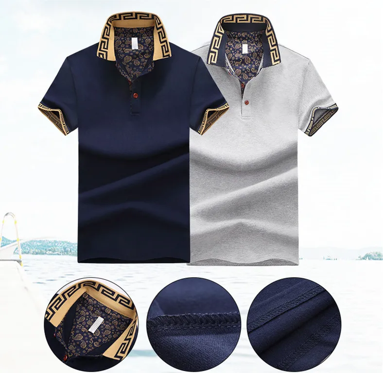 

Summer Lapel POLO Shirt Short Sleeves T-shirt Black White Grey Navy