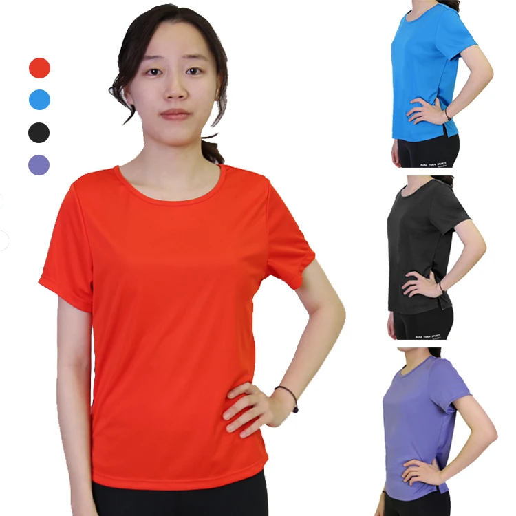 

Summer Casual Short Sleeve T Shirts Quick Dry T-Shirts Workout Hiking Running Ladies O-Neck Moisture Wicking Athletic Shirt, As shown