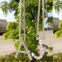 

ready to ship jewelry silver zircon tennis boy initial letter necklaces