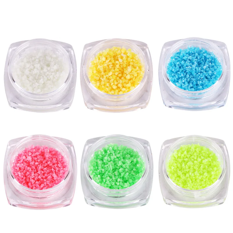 

New Product 1mm Magic Glowing Dark Pigment Stone 3d Nail Art Stone Luminous Stone Powder, Colorful