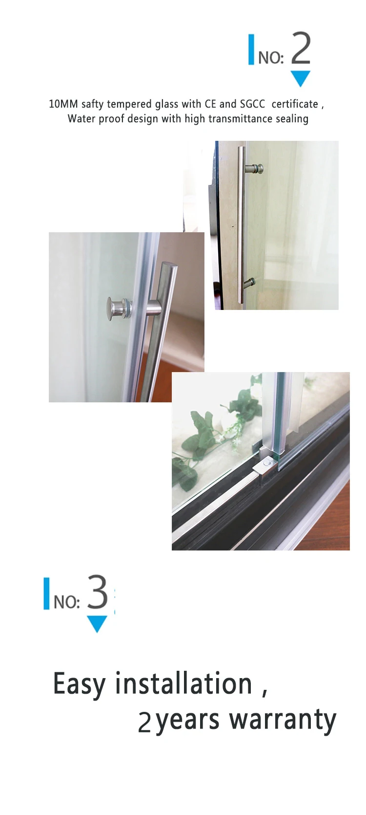 KEZE clean frameless  Hardware  sliding door rollers tempered glass shower door for bathroom