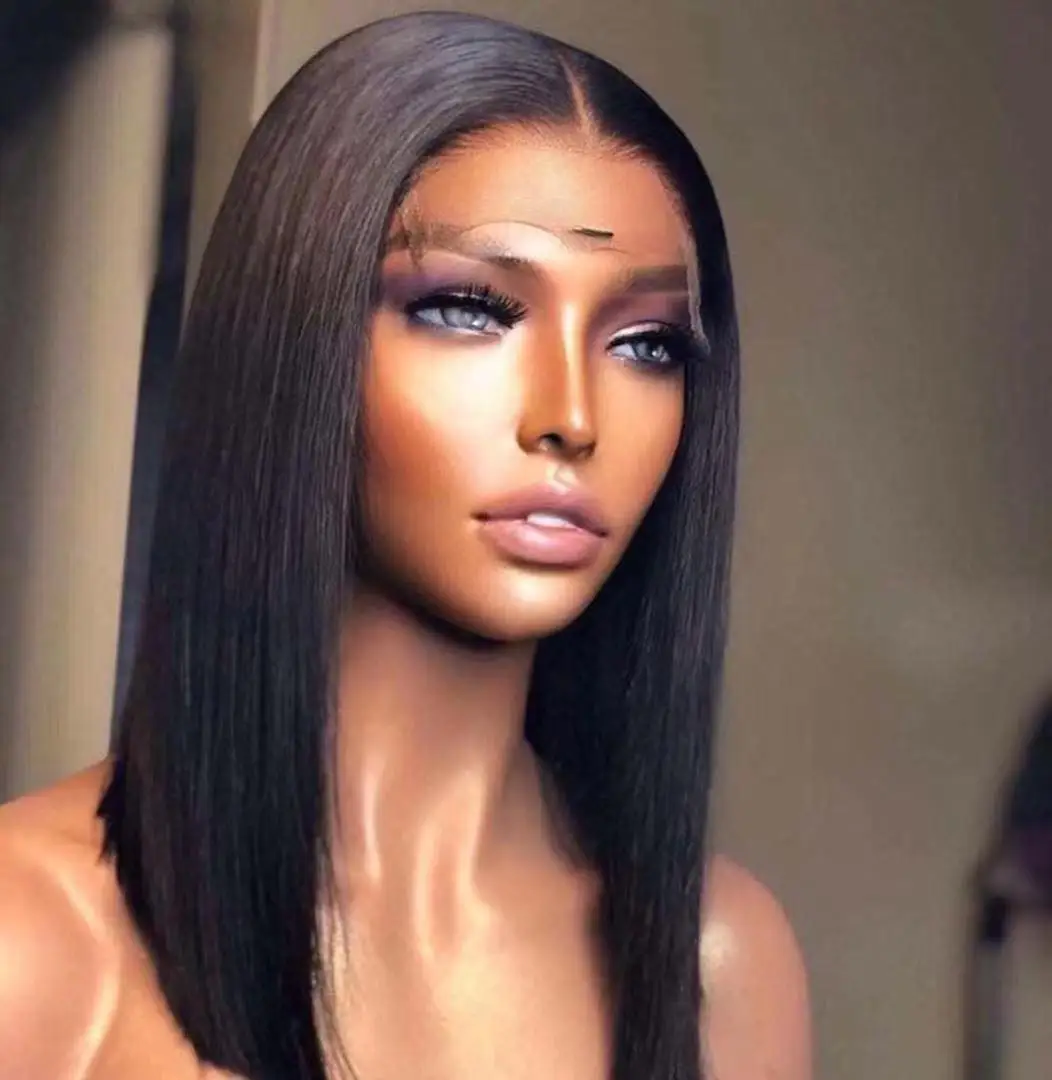 

Hot Sale HD Transparent Lace Natural Black Color Bob Lace Front Wigs Pre Plucked With Baby Hair 100% Brazilian Virgin Human Hair