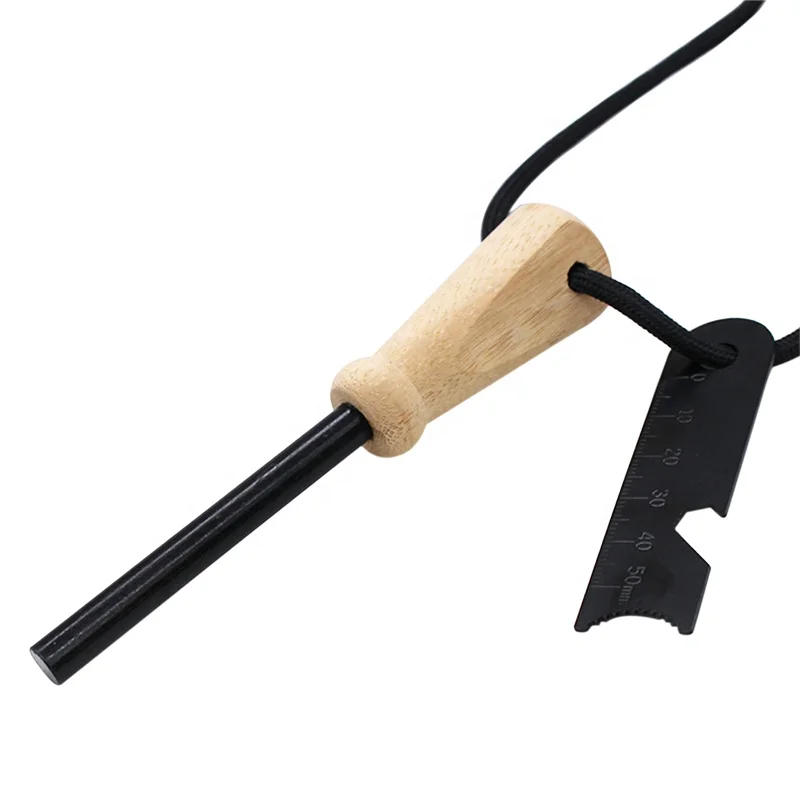 

Camp Accessories Bamboo Wood Handle Emergency Ferrocerium Rod Fire Starter Camping