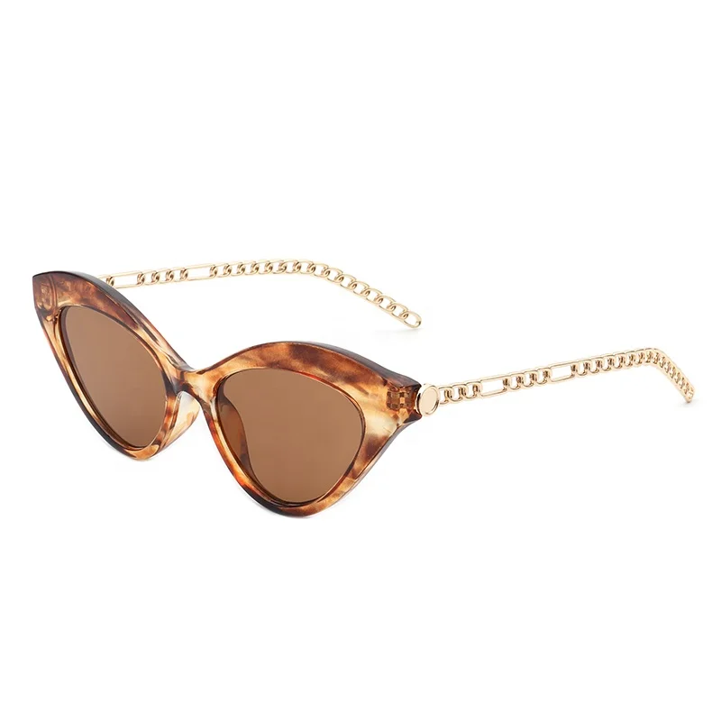 

Italy design uv400 ce cat 3 vintage women small black cat eye metal chain sunglasses unisex 2022
