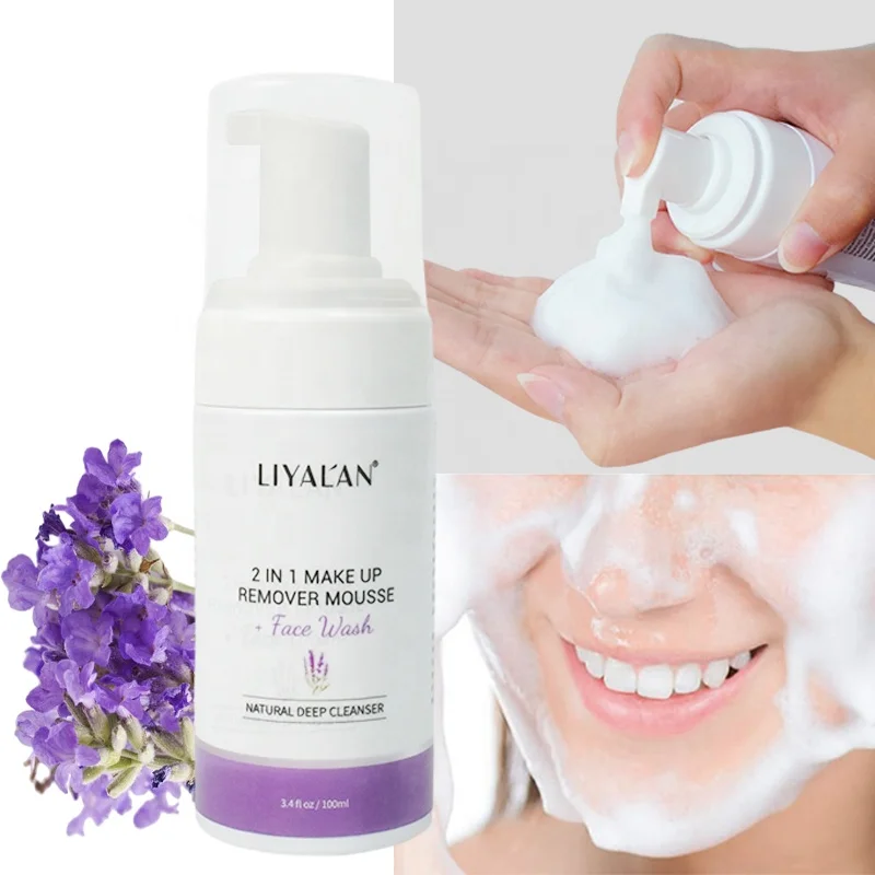 

Wholesale Private Label Lavender Whitening Deep Cleansing Facial Cleanser Foam Makeup Remover Bubble Mousse Face Wash