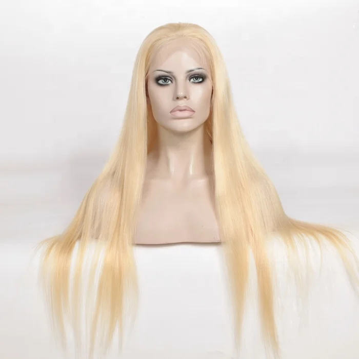 Pre plucked hairline color 613 high quality 100% human hair full lace blonde wig