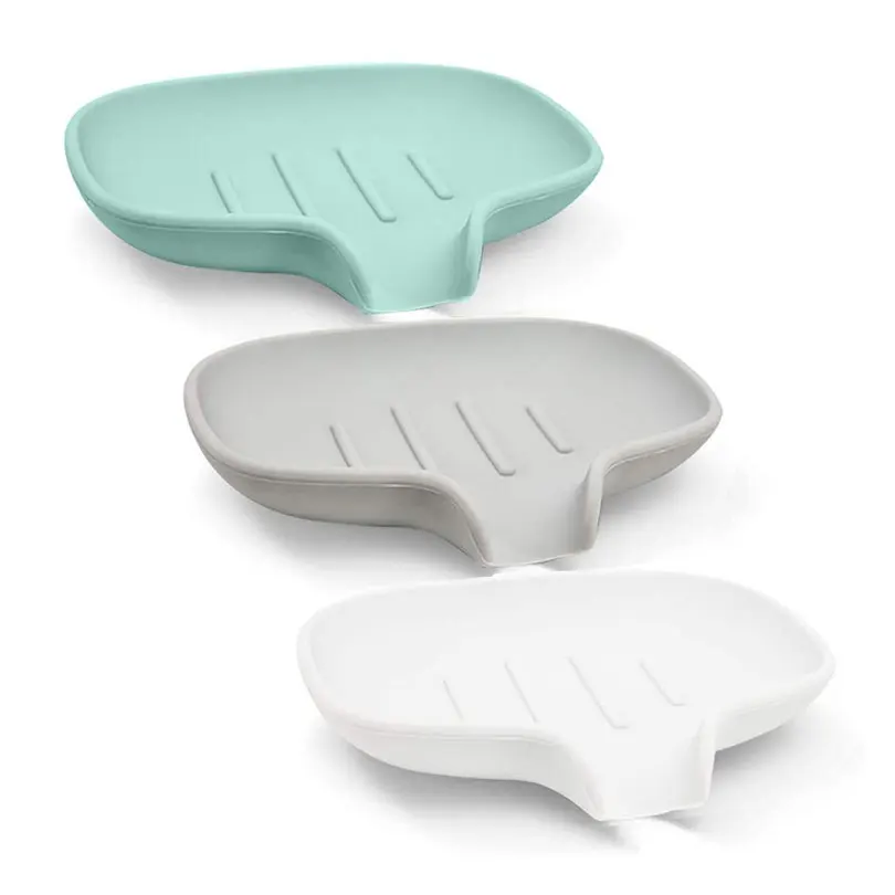 

Silicone odern waterfall Soap Dish With drain Bathroom Accessory soap containers eco-friendly bar soap holder