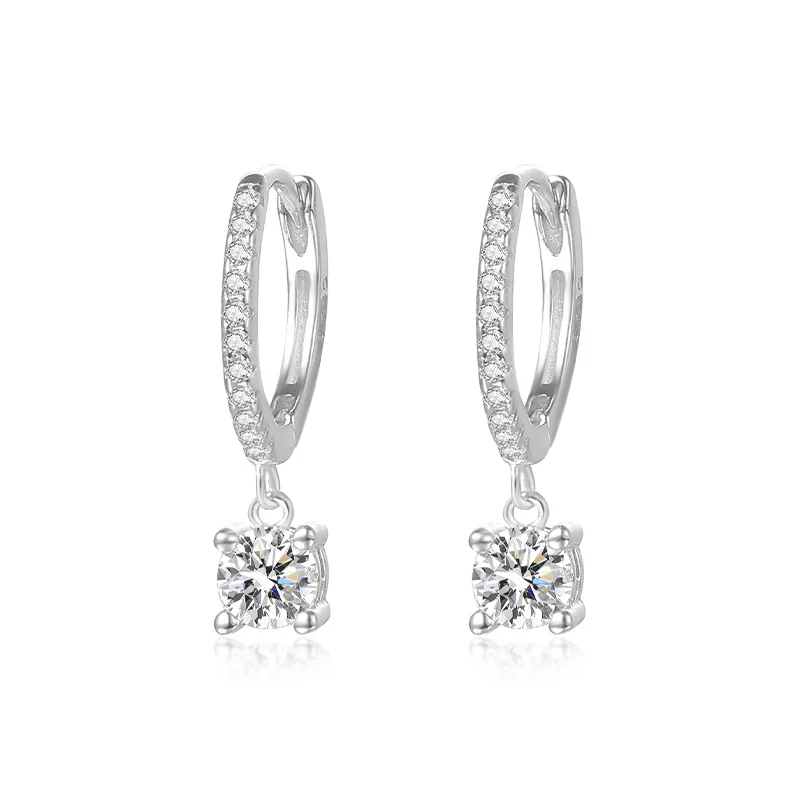 

Wholesale Fine jewelry 925 sterling silver cubic zirconia pave drop zircon huggie hoop earring for women