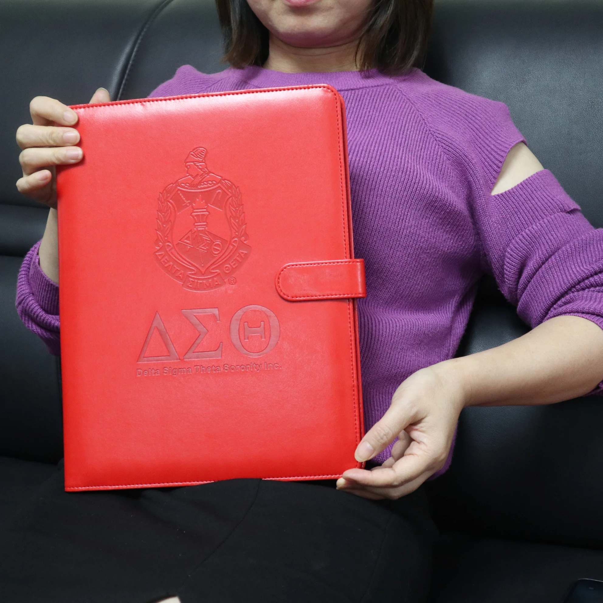 

Custom Design Sorority Fraternity Leather Portfolios Journals/DST Leather Portfolio Cases Padfolios