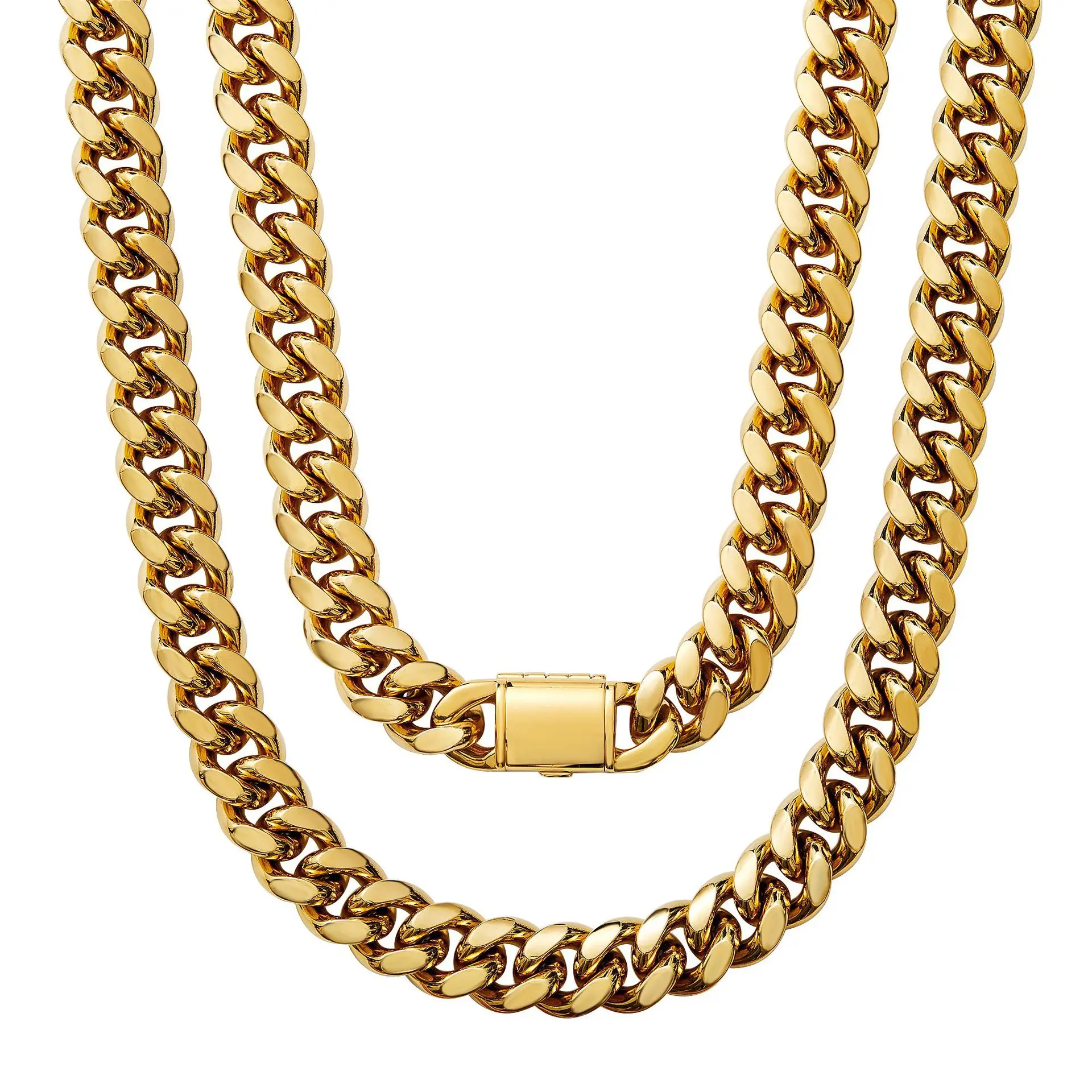 

Wholesale Men Stainless Steel Monaco Necklace Hip Hop oro laminado 18k Gold Plated Miami Curb Cuban Link Chain Jewelry