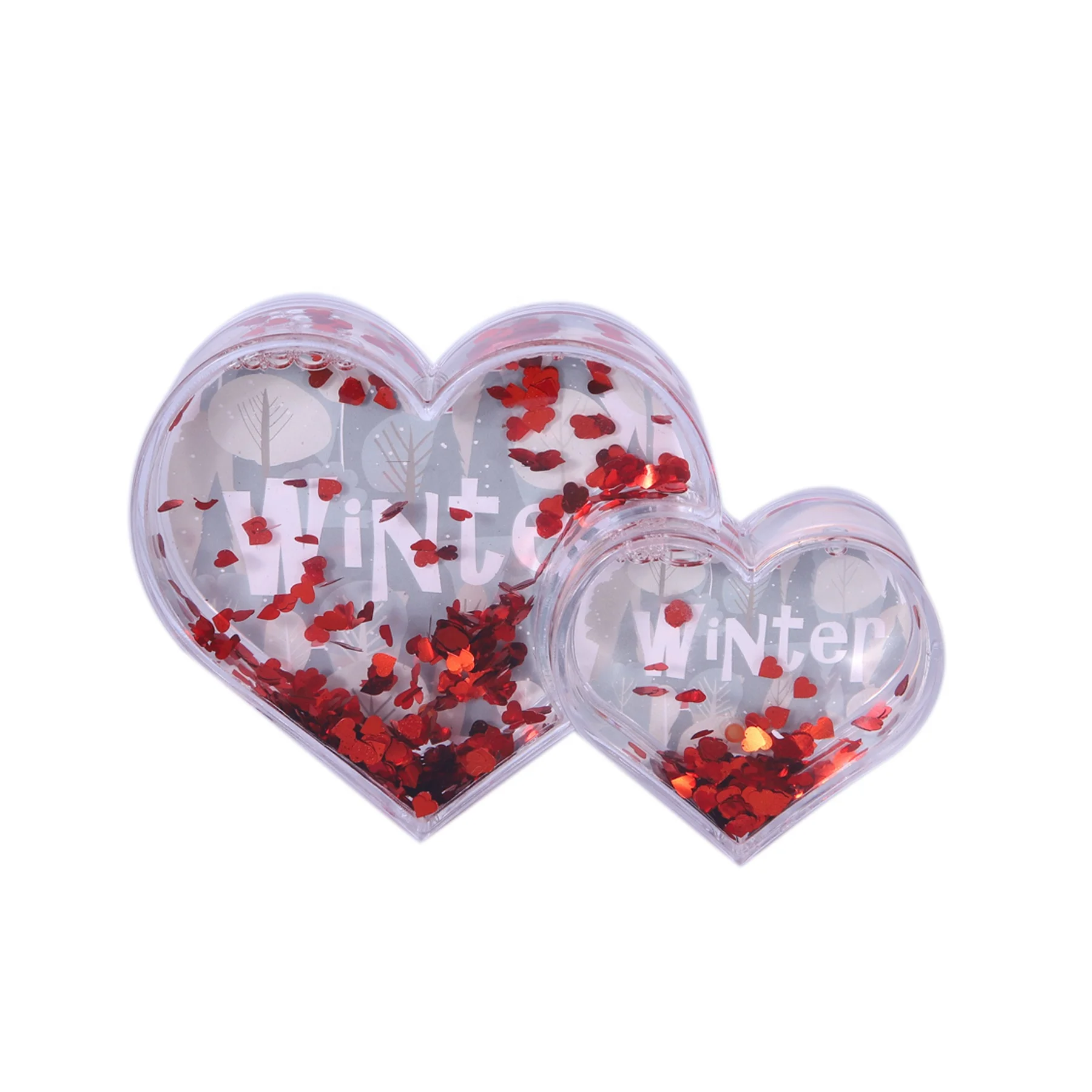 

Valentine's Day Gift Love Picture Snow Globe Pink Heart Confetti Sparkling Photo Frame Water Dome, Clear acrylic, colorful glitters