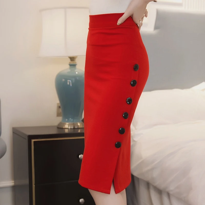 

Women Skirts Summer Plus Size Office Women Bodycon Skirt Slim High Waist Stretch Sexy Pencil Skirts Mid-calf Skirt