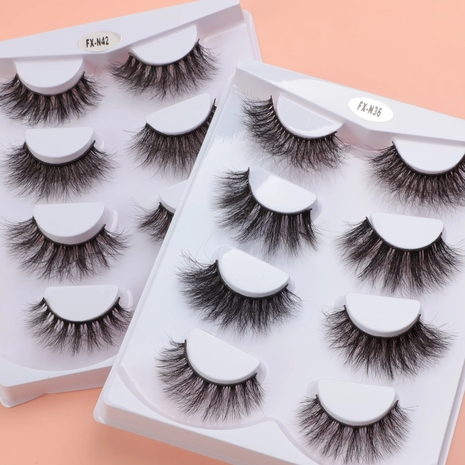 

Lymee beauty 4 pairs pack silk eyelashes fluffy Faux Mink Eyelash Clear Band False 3D Eye Lashes, Natural black