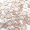 2 Holes Handmade Letters Round Wooden Sewing Buttons