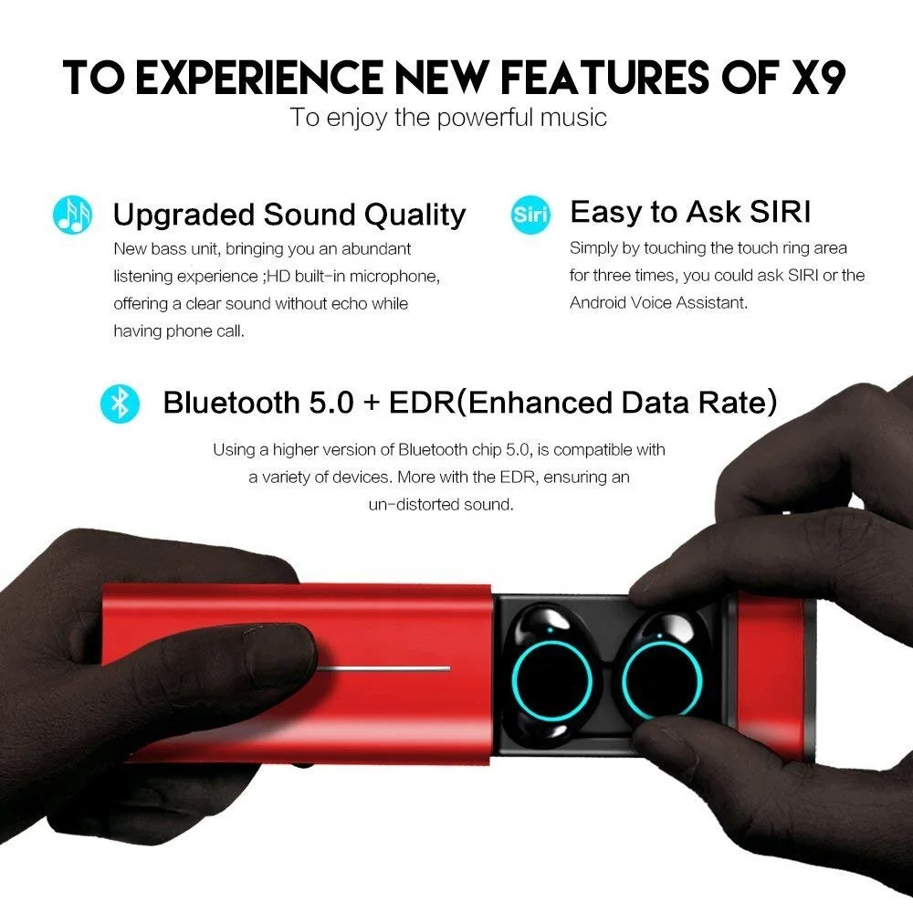Hot Selling 2019 Amazon Blue Tooth TWS X9 Touch Wireless Earbuds