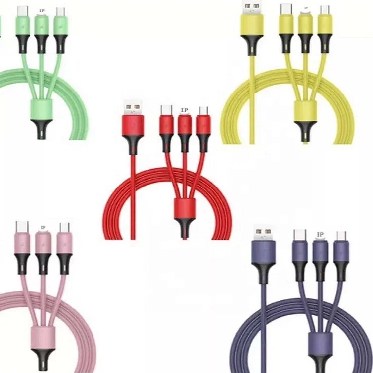 

Liquid 1with 3 Data Cable Mobile Phone Fast Charging Cable I phone Android TYPE-C 3 in 1Charging Cable for phone
