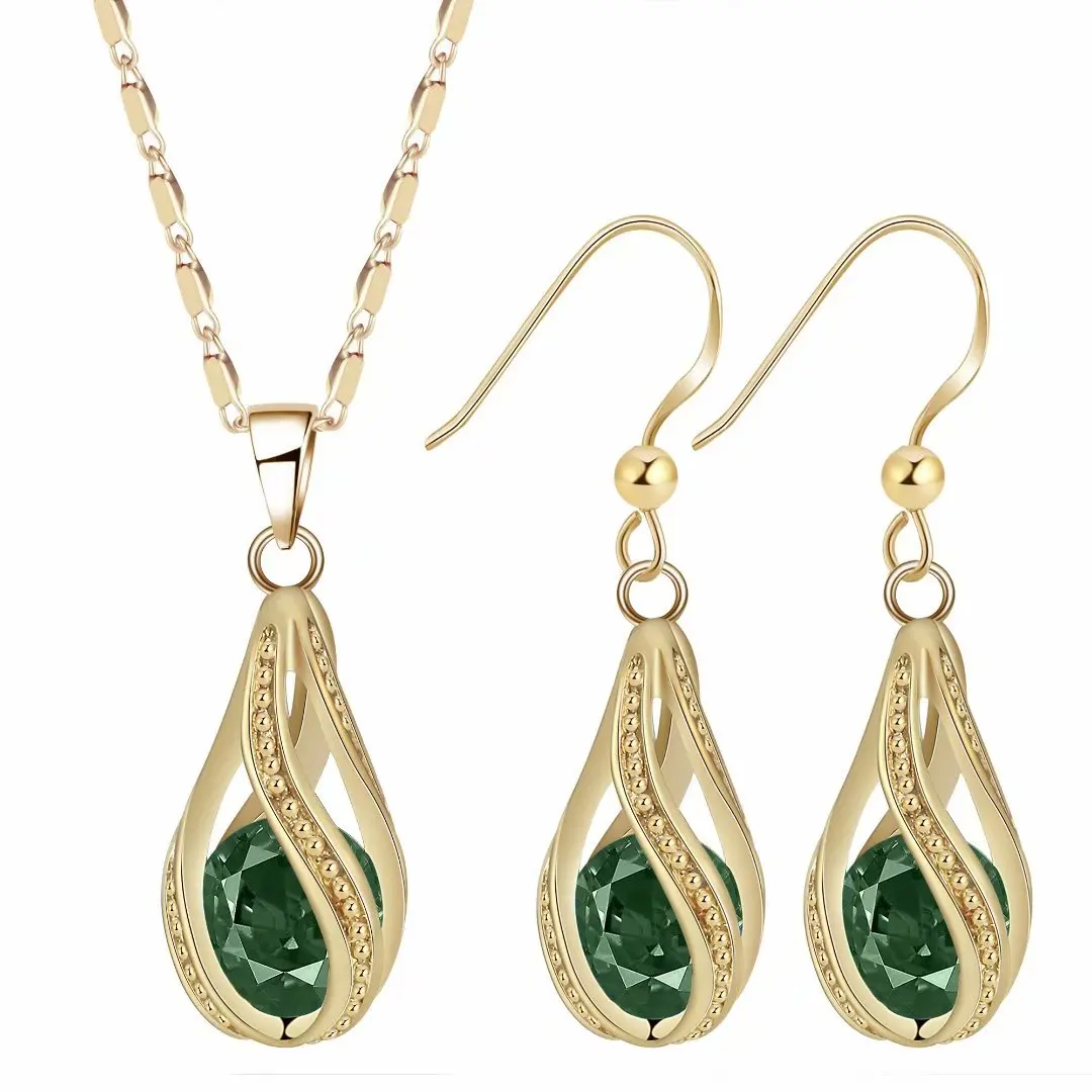 

6 color white pearl 18k gold plated new arrival african lady high quality earring wedding pendent jewelry set