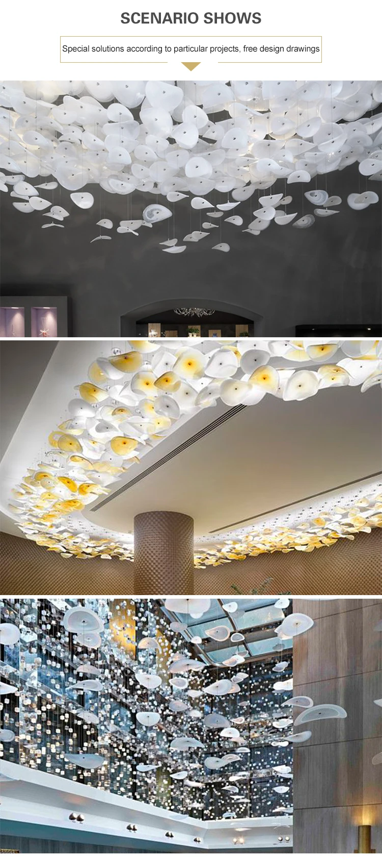 Modern design customizable luxury hotel lobby indoor decoration big project chandelier