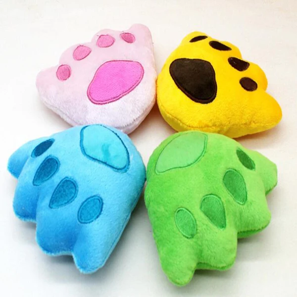 

Wholesale 2021 soft plush bear paw shape pet dog interactive squeaky toy