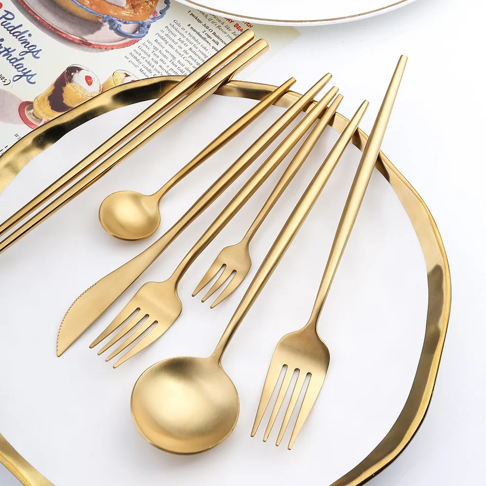 

Wholesale custom stainless steel knife fork spoon Portuguese style four sets of LOGO customization