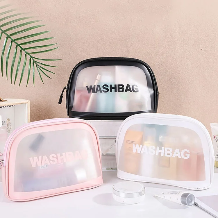 

Custom Logo Travel Transparent PVC Waterproof Beach Cosmetic Bag Clear PVC Makeup Bag, Pink/white/black