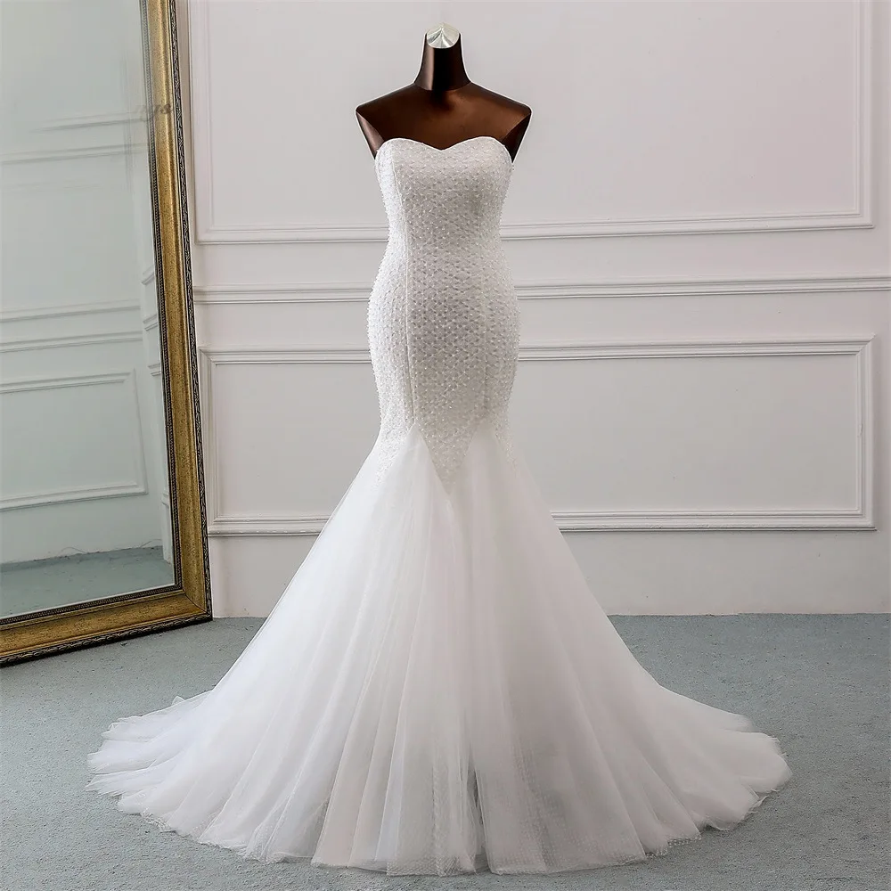 

Slim Vestidos De Novia Corte Sirena Boob Tube Top Fish Tail Wedding Dress Ladies 2019