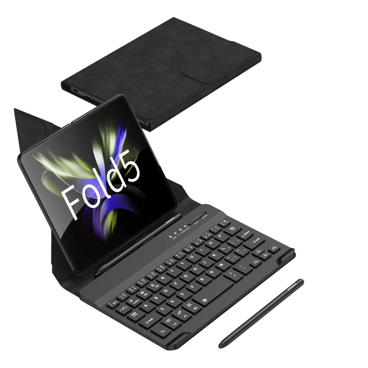 New Arrival GKK Magnetic Folding Wireless BT Keyboard Leather Case With Pen For Samsung Galaxy Z Fold 5