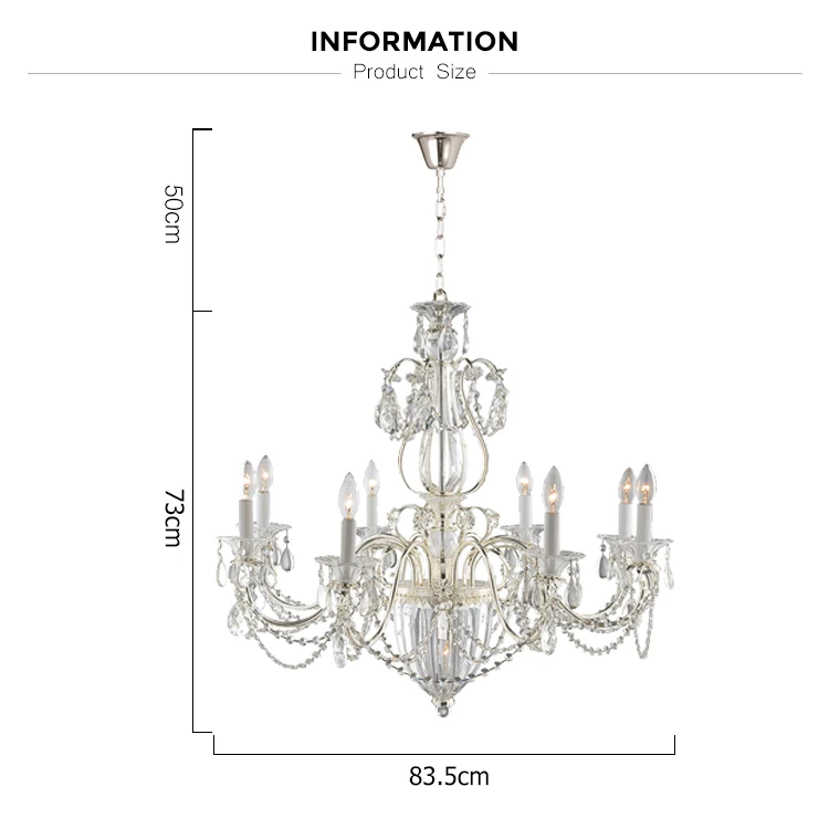 crystal glass silver chandelier