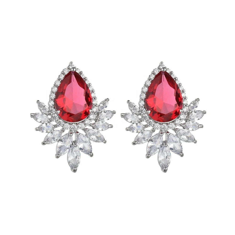 

Fashion Cubic Zircon White Needle Big Water Drop Pendant Jewelry Earrings For Woman Wedding Gifts, Picture shows