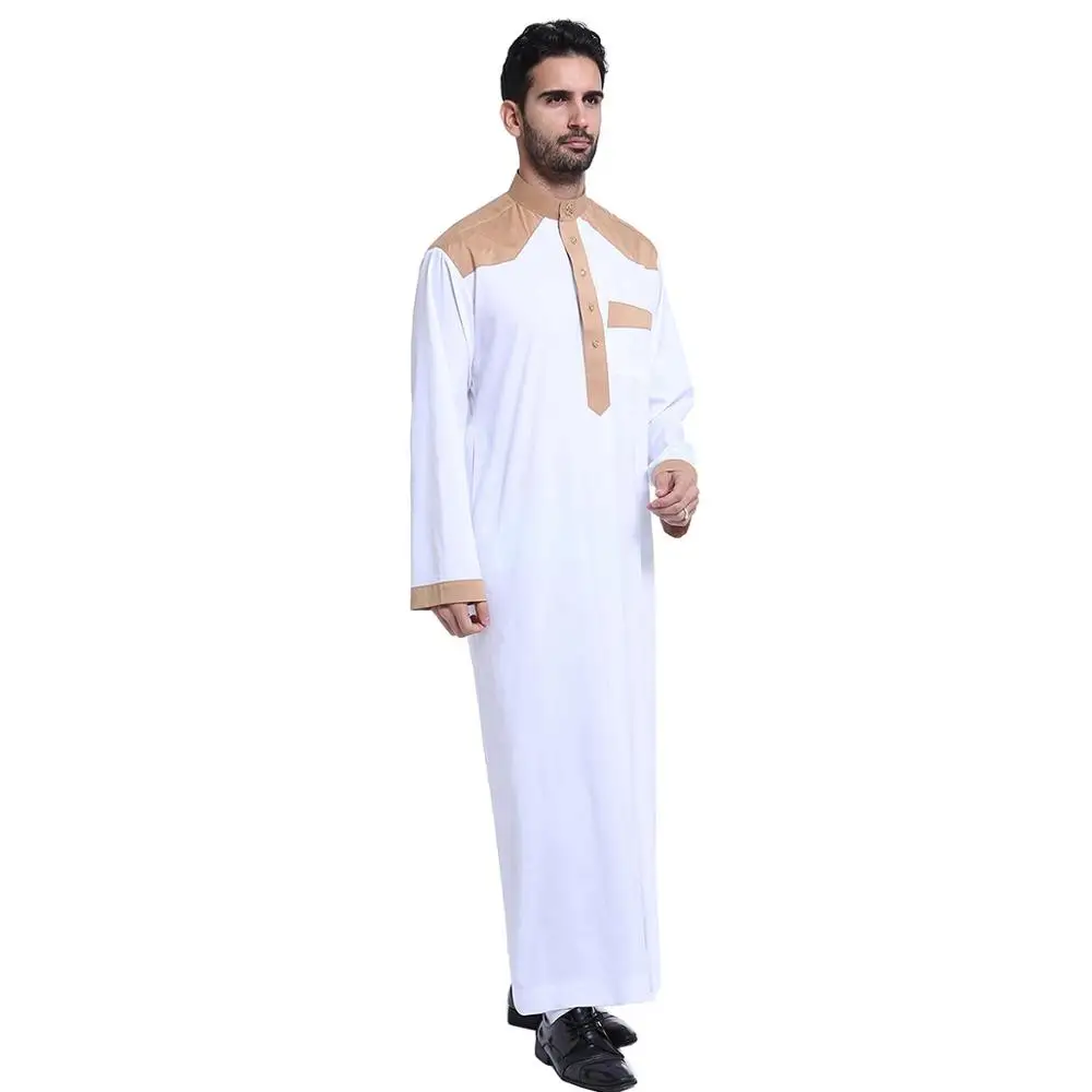 

4 Colors Muslim Men Long Sleeve Thobe Islamic Clothing middle east Kaftan Thobe dress saudi arab man working prayer robes abaya