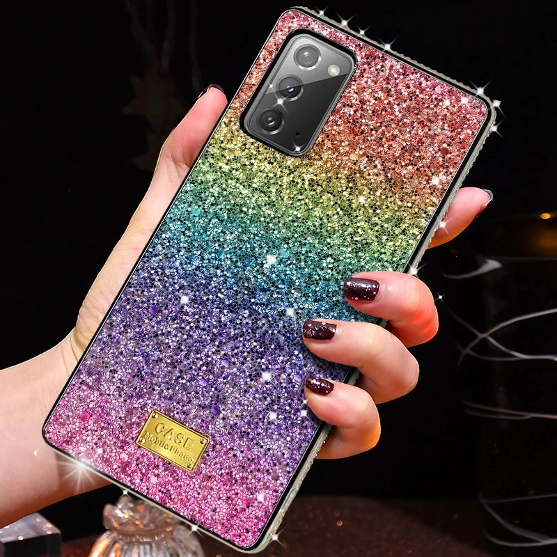 

Rainbow Sequins Bling Glitter Case  S20 Plus Note 20 Ulra FE S10 A11 A21 A21S M31 M51 A51 A71 A42 A12 Cases Cover