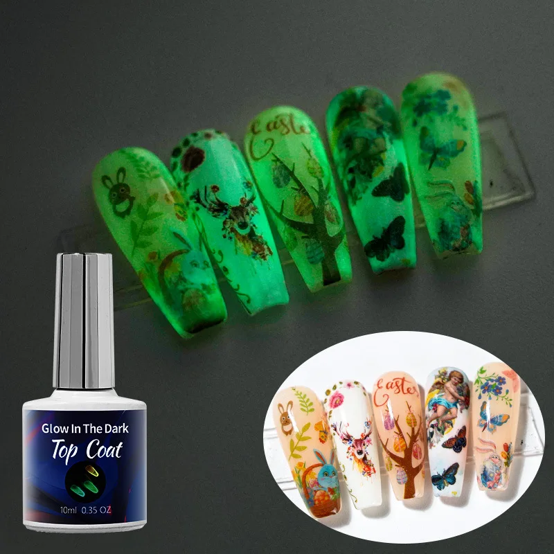 

Luminous Gel 10ML/15ML Nail Polish UV LED Gel Varnish Fluorescent Nails Decals Glow In Dark Top Coat, Clear