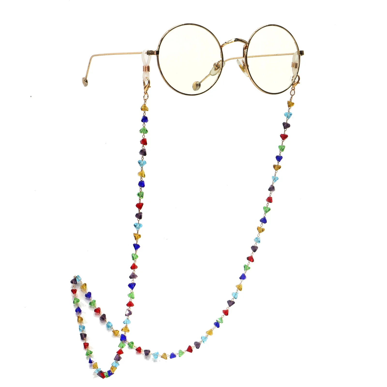 

New Colorful Triangle Beads Portable Non Slip Eyeglasses Reading Crystal Glasses Anti-Slip Chain Eyewear Accessory For Glasses