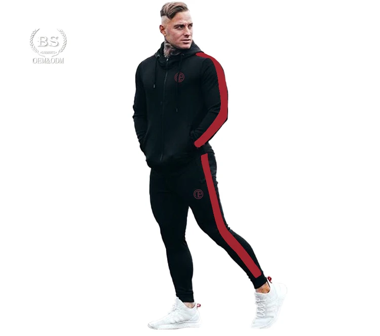 

Baisheng new arrivals Fashion Two Piece Hoodie Pants Set men Solid Plus size Stretchy Outfit suit