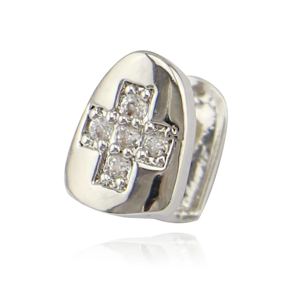 

Hihop Single Diamond Tooth Jewelry Men Women Rhinestone Teeth Jewelry Single Cross Cool Individual Golden Rapper Marked Ornament