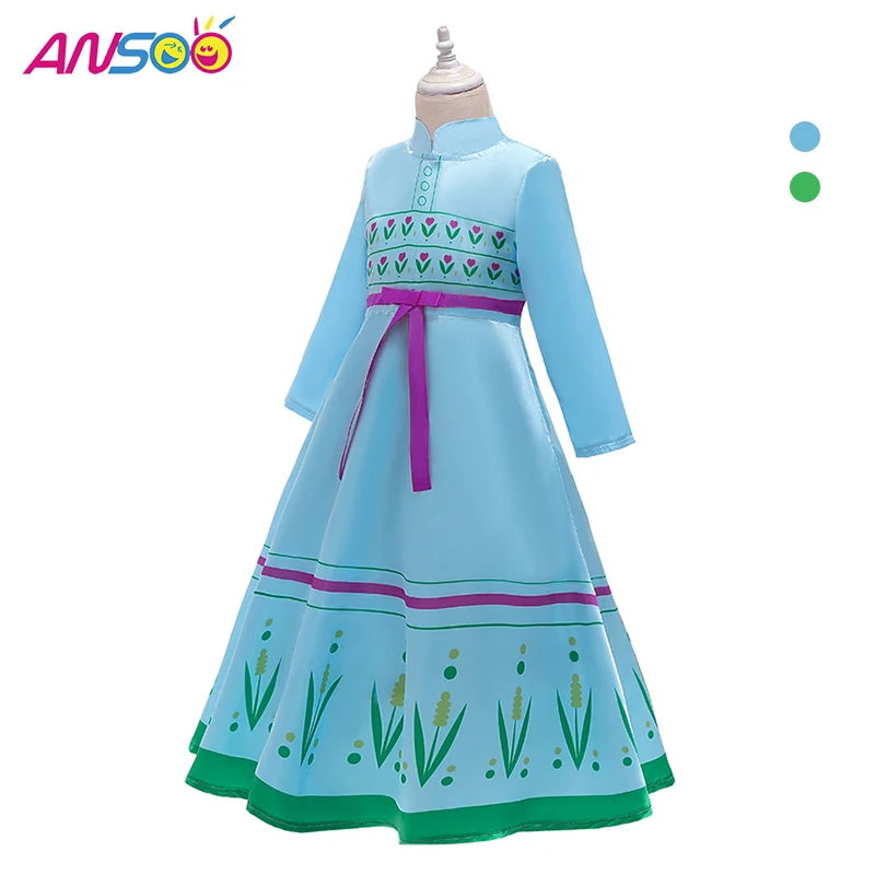

ANSSO Anna Elsa Princess Costumes For Kids Halloween Christmas Party Cosplay Snow Queen Fancy Dresses Girls Snowflake Prom Gown