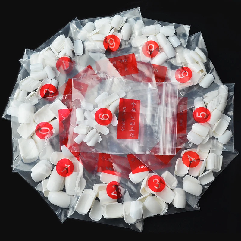 

500 Pcs/Pack Square False Nails Round Piece White Transparent Natural Color Manicure Tools, Natural, clear, white