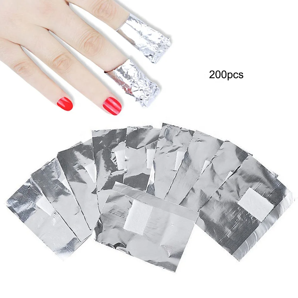 

200pcs Aluminum Acrylic Tin Magic Soak Off Foils Cotton Pads Gel Nail Polish Remover Foil Wraps For Acrylic Gel