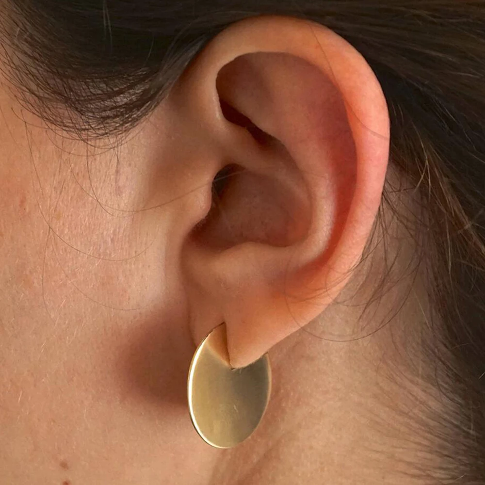 

promotion round circle fashion earrings gold filled simple flat round minimalist jewelry, Picture