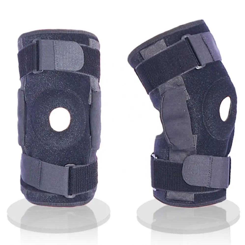 

Professional Sports Safety Knee Support Brace Stabilizer with Inner Flexible Hinge Knee Pad, Black