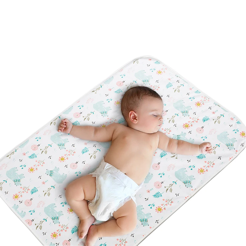 

Waterproof Cotton Baby Changing Pad Reusable Urine Mat Bamboo Diaper Pad Full Care Cartoon Image Home Travel Infant