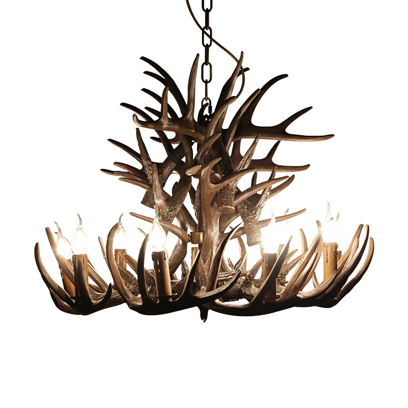 

Restaurant decorative white resin pendant light loft retro hanging lamp industrial vintage cascading antler chandelier