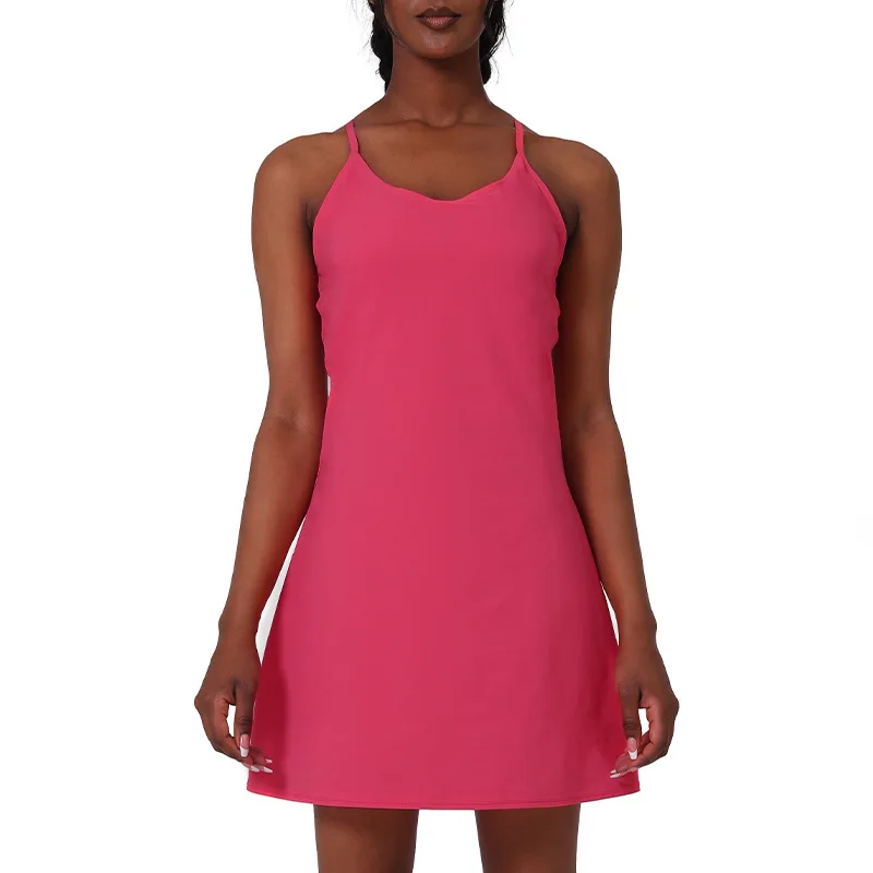 High waist slim-fit yoga wear thin shoulder straps halter culottes one-piece A-line suspender dress sport dress vestido de tenis, Multi color
High waist slim-fit yoga wear thin shoulder straps halter culottes one-piece A-line suspender dress sport dress vestido de tenis, Multi color